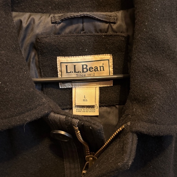 LL Bean Wool Jacket Large Thinsulate 3M Black 295973 - Picture 7 of 8